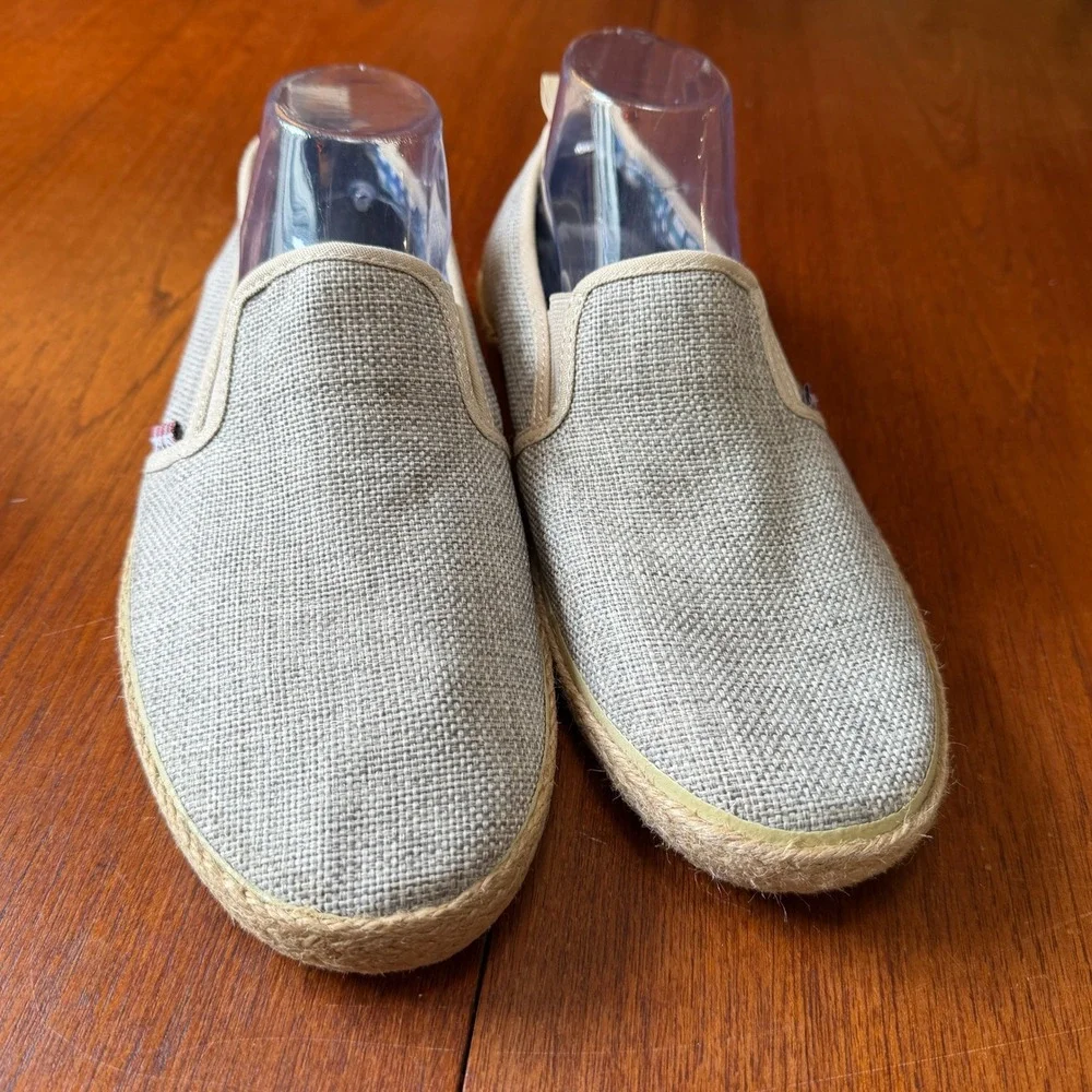 Ben Sherman Tan Fabric Espadrille Slip On Shoes Mens 10.5 Coastal Preppy Beachy